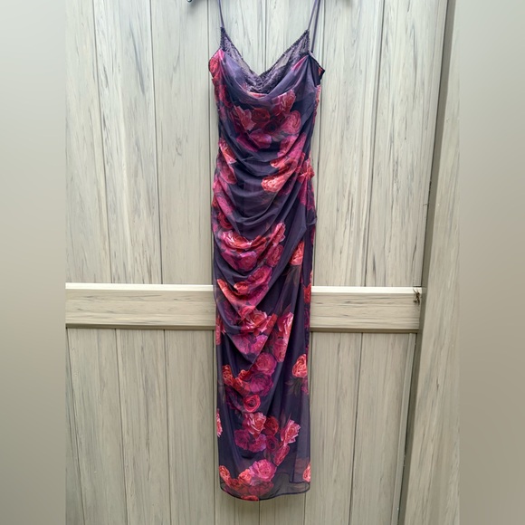 House of CB Nalini Mesh Corset Cocktail Dress Romantic Floral - Picture 5 of 10